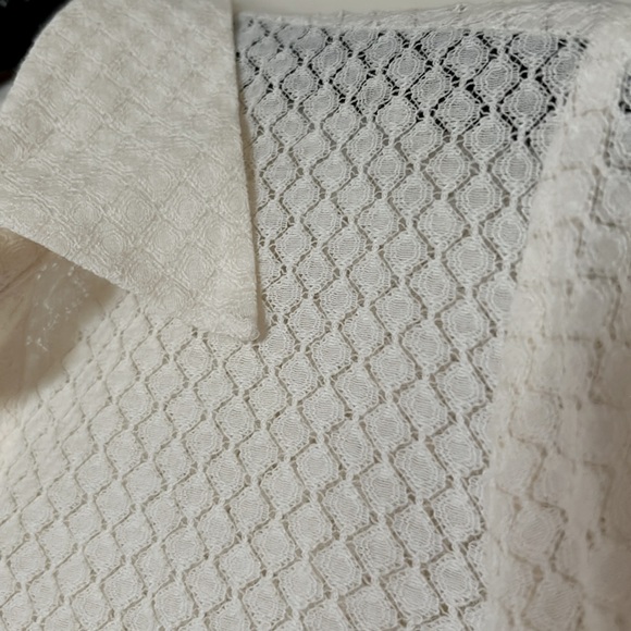 Trina Turk embroidered designed cream colored long sleeve, cream colored blouse - Picture 5 of 11